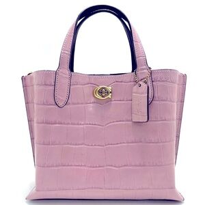 Coach Crocodile Willow Tote 24 ICE PURPLE